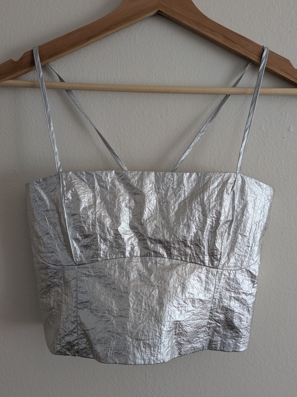Zara Metallic Silver Spaghetti Strap Camisole